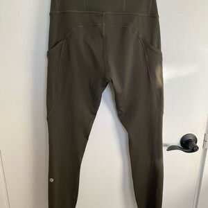 Lululemon fast and free olive green leggings, size 6